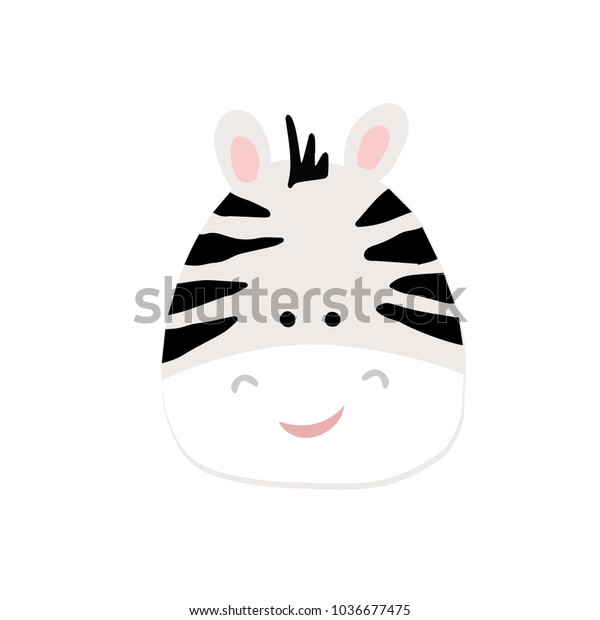 Baby Zebra Vector Illustration Cute Animal Stok Vektor Telifsiz 1036677475