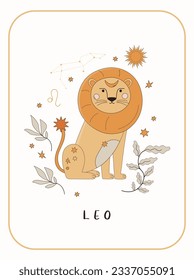 Baby Zodiac Sign Leo. Cute vector astrology character.