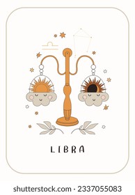 Baby Zodiac Sign Libra. Cute vector astrology character.