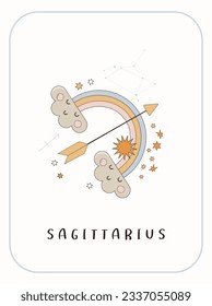 Baby Zodiac Sign Sagittarius. Cute vector astrology character.