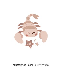 Baby zodiac sign Scorpio. Cute vector astrology character