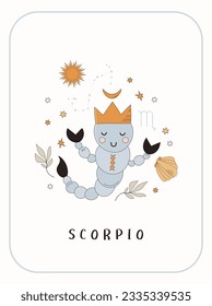 Signo Zodiac Baby Scorpio. Carácter de astrología vectorial.