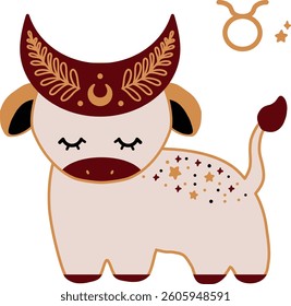 Baby zodiac sign Taurus vectot illustration
