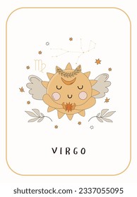 Baby Zodiac Sign Virgo. Cute vector astrology character.