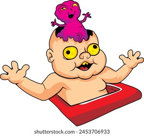 baby zombie head alien monster