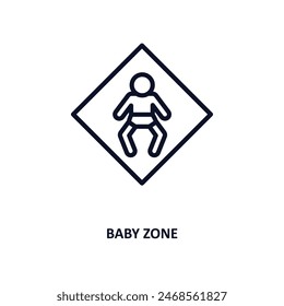 baby zone icon. Thin line baby zone icon from people and relation collection. Outline vector. Editable baby zone symbol can be used web and mobile