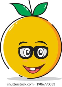 Babyface orange face with glasses and teeth like a rabbit like a child.