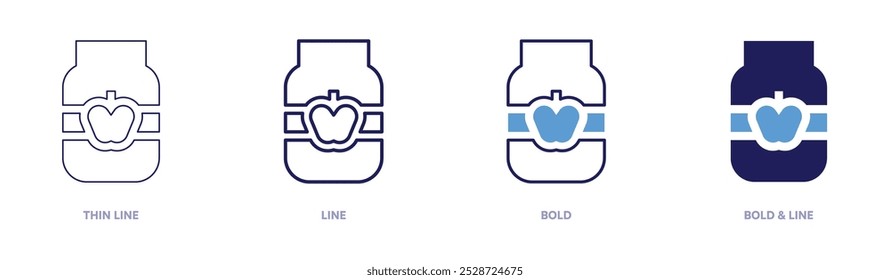 Babyfood icon in 4 different styles. Thin Line, Line, Bold, and Bold Line. Duotone style. Editable stroke.