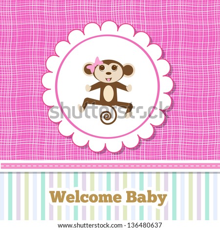 babygirl card with funny monkey
