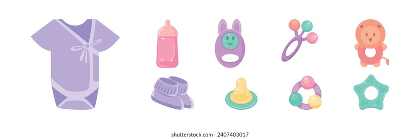 Babyhood Object and Different Items for Playing Vector Set