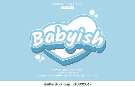 babyish text effect font editable, typography