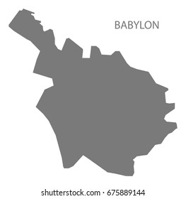 Babylon Iraq Map Grey Illustration Silhouette