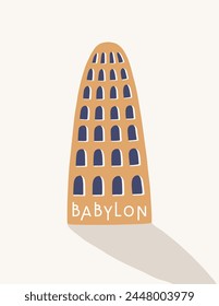 Babylon. Stylized Tower of Babel. Minimalistic pattern for prints, stickers, decoration and design. Vector illustration
