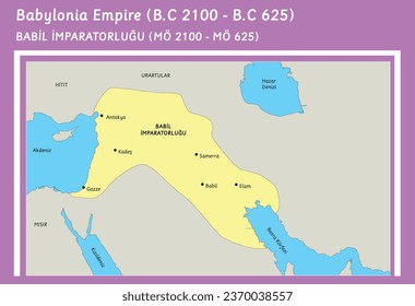 babylonia empire map vector bc (2100-625)