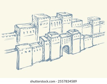 Babylonian Gate. Vector drawing scene