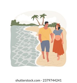 Babymoon isolated cartoon vector illustration. Happy parents-to-be at relaxing and romantic vacation, pregnant woman with husband, expecting a baby, family holidays vector cartoon.
