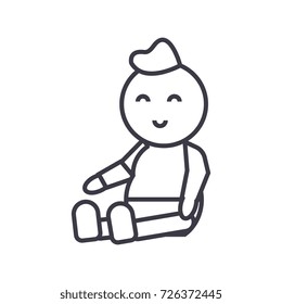 baby,newborn vector line icon, sign, illustration on background, editable strokes