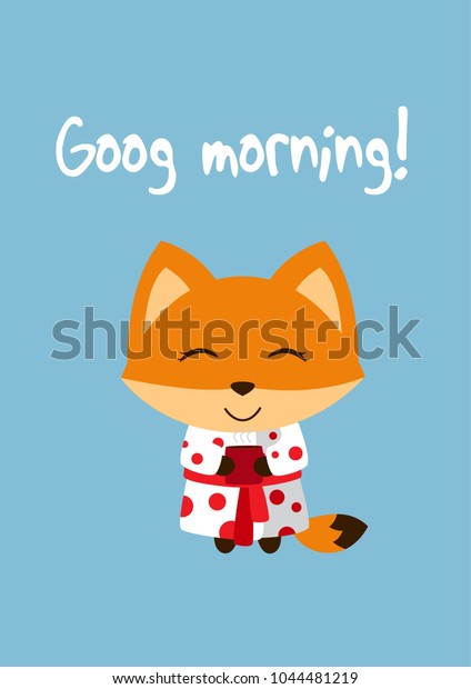 Babyroom Poster Cute Fox Dressed Gown Animals Wildlife Stock Image