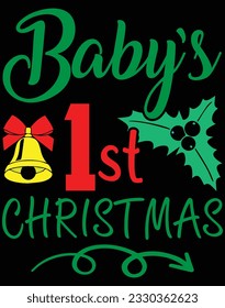 Baby's 1st christmas EPS file for cutting machine. You can edit and print this vector art with EPS editor.