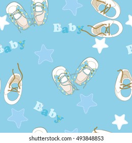 Baby's bootees on pattern