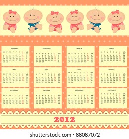 Baby's calenda 2012  - Week starts on Monday
