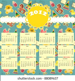 Baby's calendar 2012  - Week starts on Monday