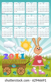 Baby's calendar with rabbit for 2011 (EPS10)