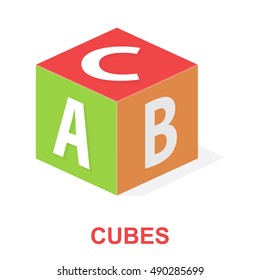 Baby's cube cartoon icon. Illustration for web and mobile design.