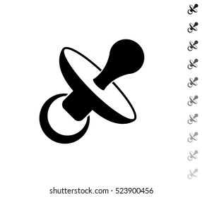 Baby's dummy - black vector icon and ten icons in  shades of grey