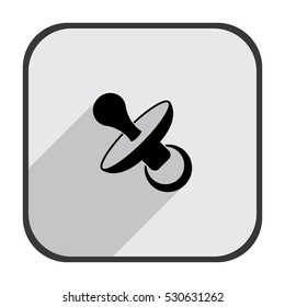 Baby's dummy - black vector icon  with long shadow