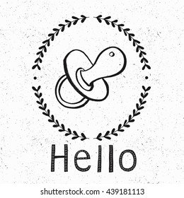 Baby's dummy card. Invitation template. Vector illustration. 