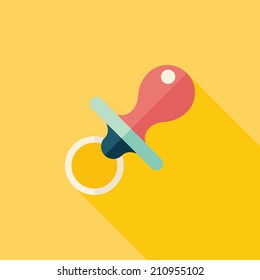 Baby's dummy flat icon with long shadow,EPS 10