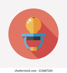 Baby's dummy flat icon with long shadow,EPS 10