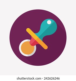 Baby's dummy flat icon with long shadow,EPS 10