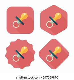 Baby's dummy flat icon with long shadow,EPS 10