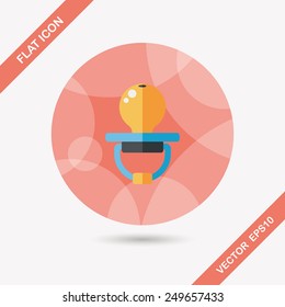Baby's dummy flat icon with long shadow,EPS 10