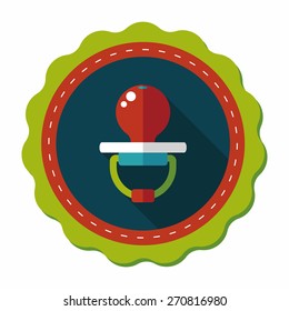 Baby's dummy flat icon with long shadow,EPS 10