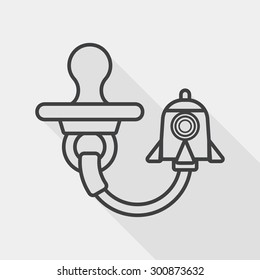Baby's dummy flat icon with long shadow, EPS 10, line icon