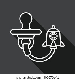 Baby's dummy flat icon with long shadow,EPS 10, line icon