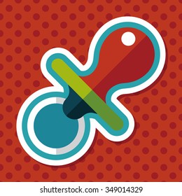 Baby's dummy flat icon with long shadow,EPS 10