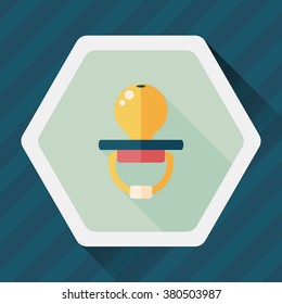 Baby's dummy flat icon with long shadow,EPS 10