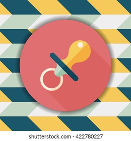 Baby's dummy flat icon with long shadow,EPS 10
