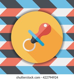 Baby's dummy flat icon with long shadow,EPS 10