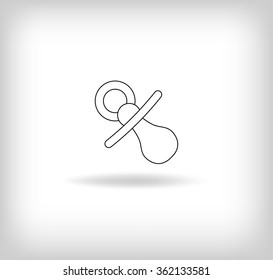 Baby's dummy Icon. pacifier, soother logo. Vector Illustration