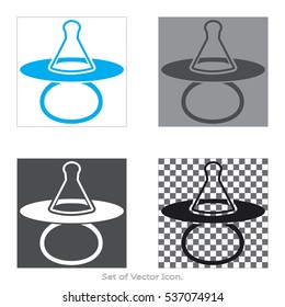 Baby's Dummy Set icons with four Color Variations of flat style. Vector illustration.