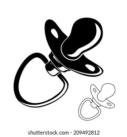 Baby's dummy silhouette and outline vector