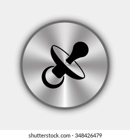 baby's dummy vector icon on round metallic button