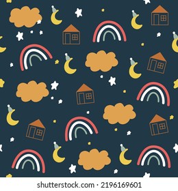 baby's fabric cute night seamless pattern