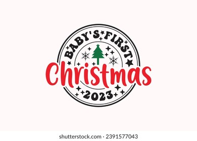 Baby's First Christmas 2024 EPS Christmas T-shirt Design