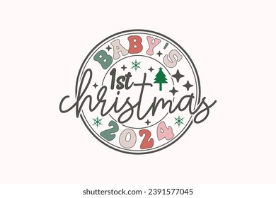 Baby's First Christmas 2024 EPS Christmas T-shirt Design